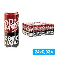 Dr.Pepper / Доктор Пеппер Zero импорт 0.33 литра, ж/б, 24 шт. в уп. Dr.Pepper / Доктор Пеппер Zero импорт 0.33 литра, ж/б, 24 шт. в уп.